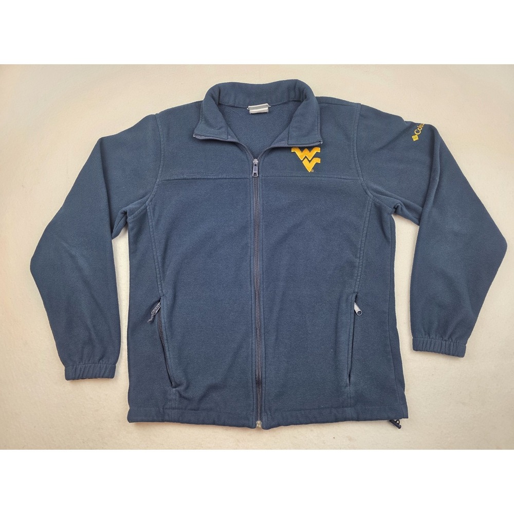 Columbia West Virginia University Full Zip Fleece Jacket Mens M Navy Blue Logo